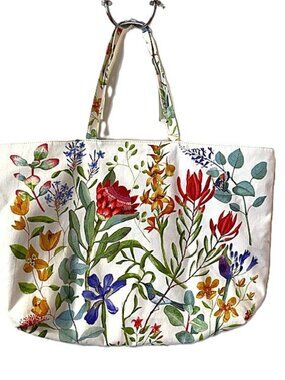 Estee Lauder Tote Flowers Butterflies Reusable Shopping Bag Large Extra Large